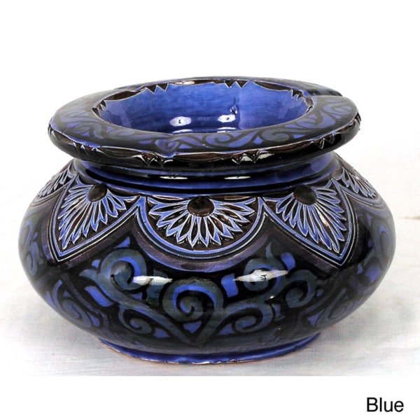 Engraved Ceramic Large Ashtray (Morocco) Bar Storage