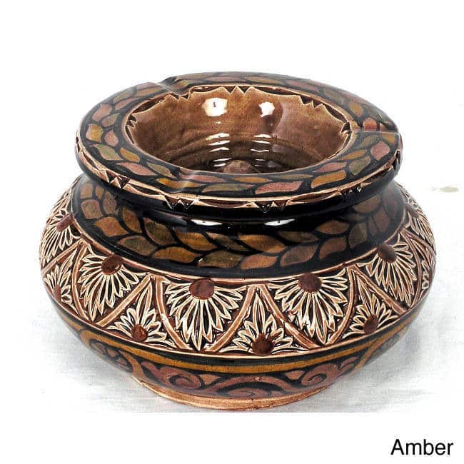 Handmade Engraved Ceramic Large Ashtray (Morocco)
