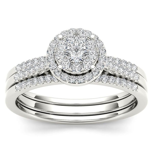 De Couer 10k Gold 1/2ct TDW Diamond Bridal Ring Set