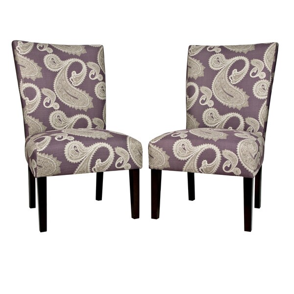 Handy Living Bradford Feathered Paisley Amethyst Purple Upholstered ...