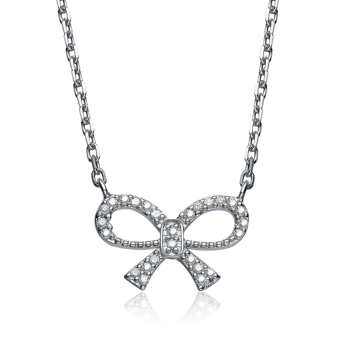 1mm Jewel Tie 925 Sterling Silver & CZ Cubic Zirconia Circle Necklace Chain 1mm Jewel Tie 925 Sterling Silver & CZ Cubic Zirconia Circle Necklace Chain