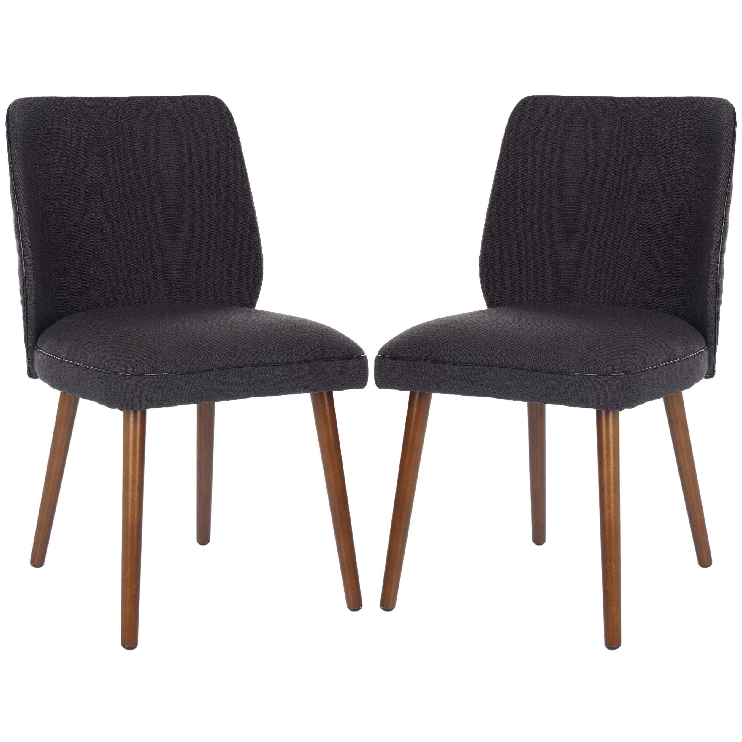 Safavieh Retro Brown Linen Blend Side Chairs (set Of 2) (BrownMaterials Wood, linen/cotton blend fabricFinish Dark walnutSeat dimensions 18.5 inches wide x 17.7 inches deepSeat height 18.5 inchesDimensions 31.1 inches high x 18.1 inches wide x 22.9 i