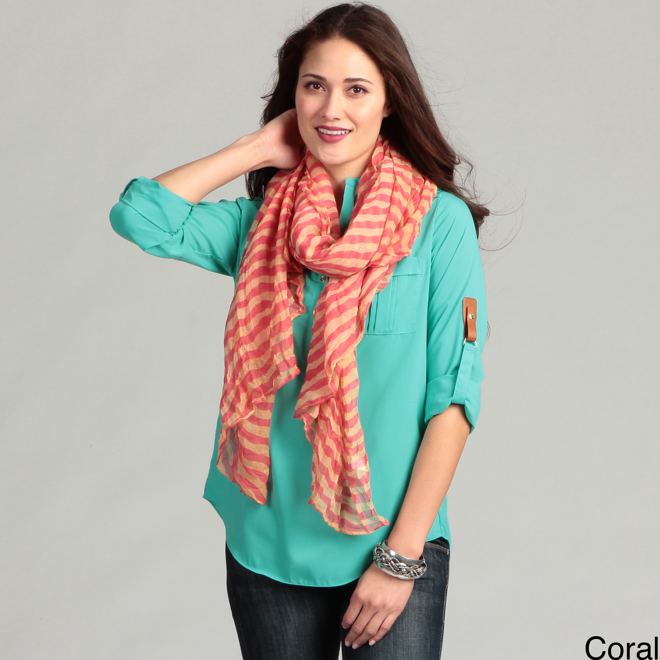 Kc Signatures Womens Striped Scarf