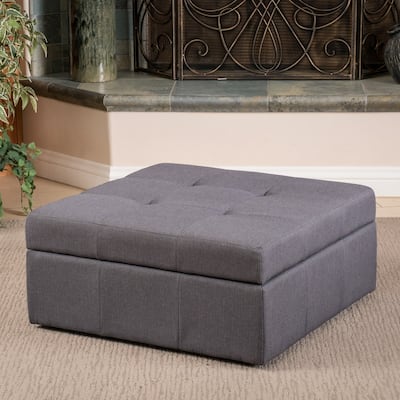 Chatsworth Contemporary Tufted Fabric Storage Ottoman with Rolling Casters by Christopher Knight Home