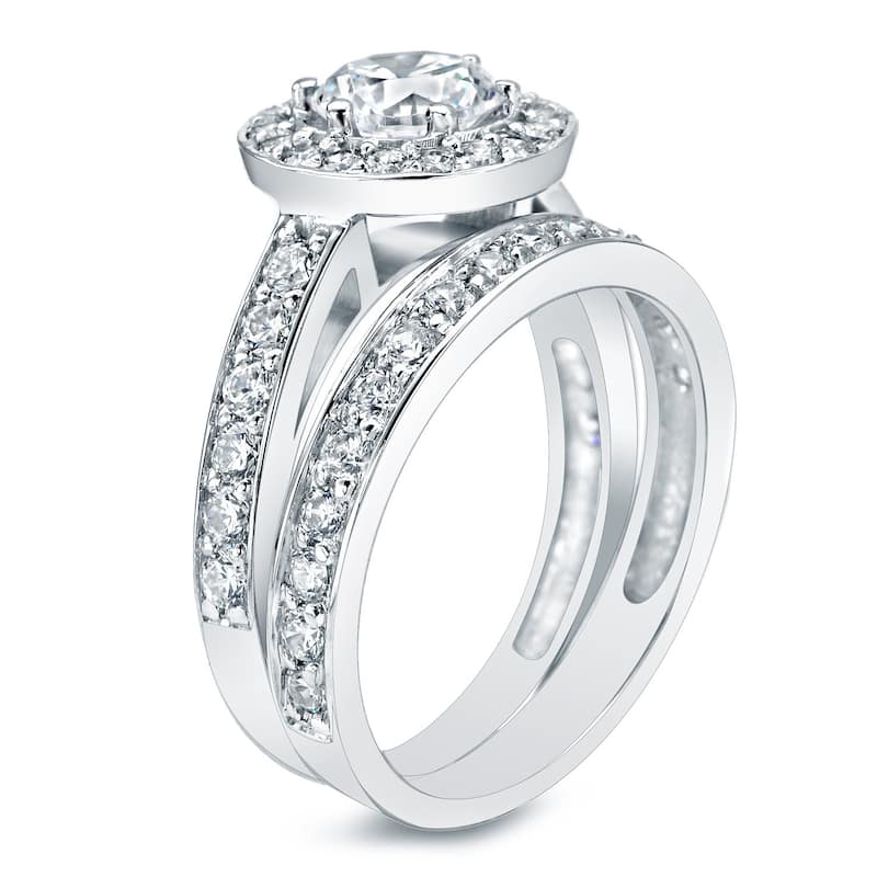 Auriya 14k White Gold 2 1/4ct TDW Certified Diamond Bridal Ring Set