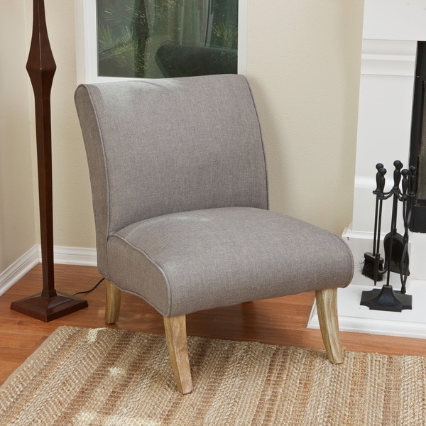 Shop Janet Light Grey Fabric Accent Chair by Christopher Knight Home