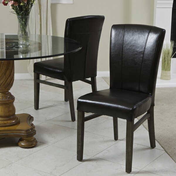 Adonis Espresso Brown Leather Dining Chairs (Set of 2) by Christopher Knight Home