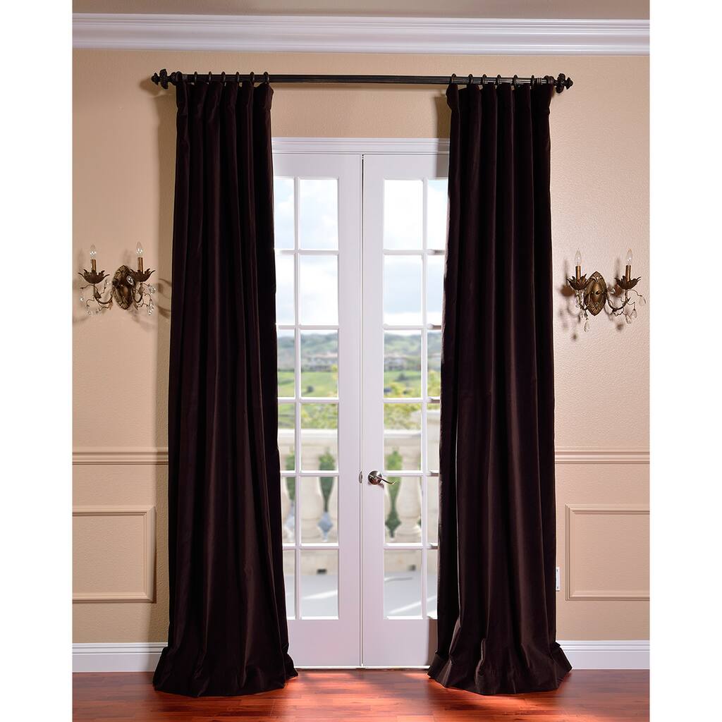 Exclusive Fabrics Kona Brown Vintage Cotton Velvet Curtain (1 Panel)