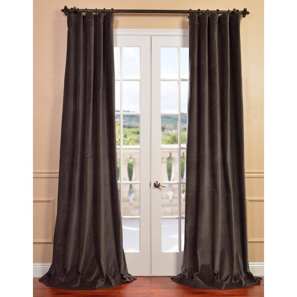 Exclusive Fabrics Iron Grey Vintage Cotton Velvet Room Darkening Curtain (1 Panel)
