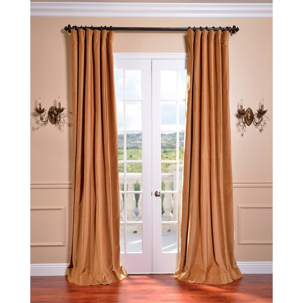 Exclusive Fabrics Old Gold Vintage Cotton Velvet Curtain (1 Panel)