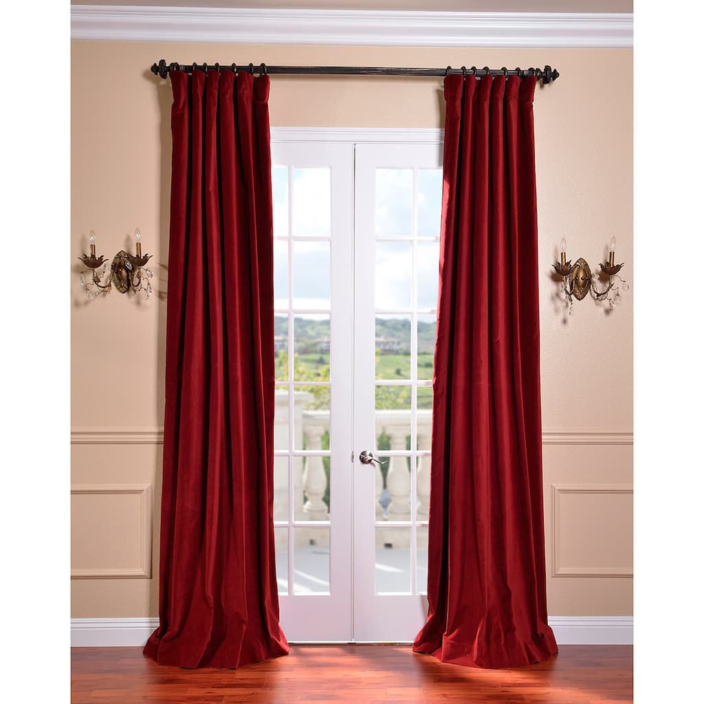 Exclusive Fabrics Claret Red Vintage Cotton Velvet Curtain (1 Panel)