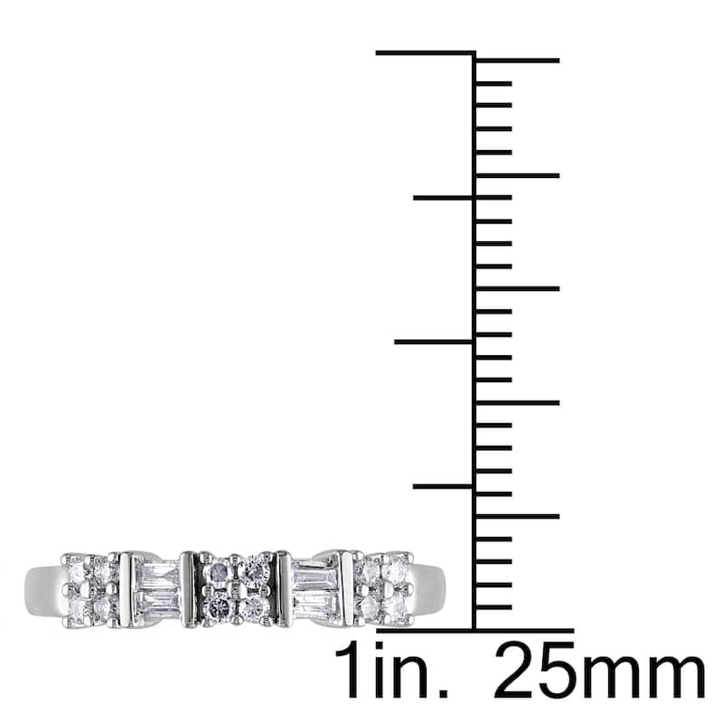 Miadora 10k White Gold 1/4ct TDW Channel-set Baguette and Round-cut Diamond Stackable Anniversary/ W