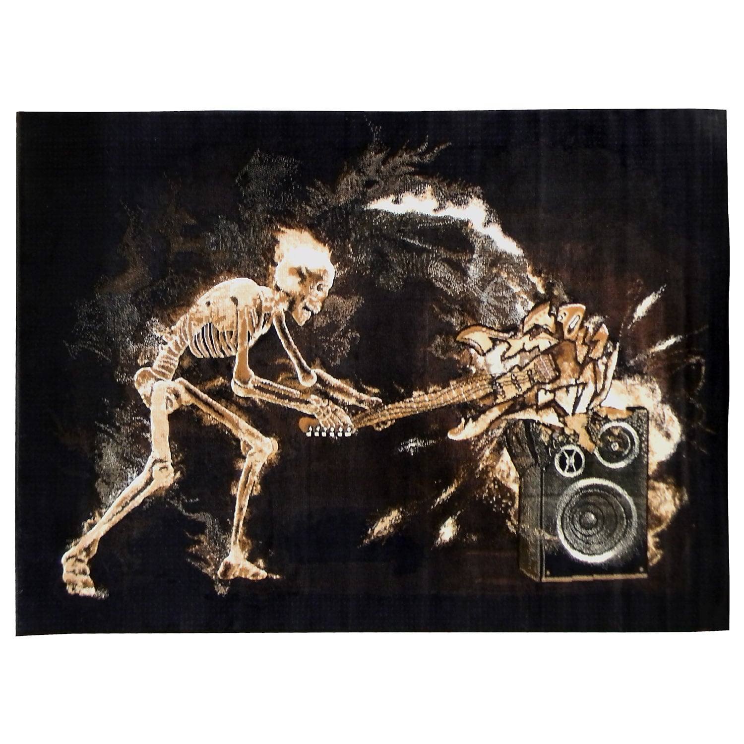 Skinz Design Black Skeleton Rock N Roll Area Rug (5 X 7)