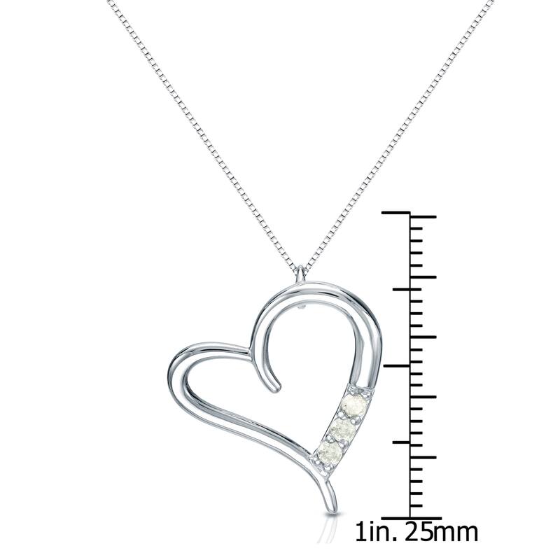 Auriya Heart Shaped Accent Diamond Necklace 1/10ctw 10k Gold (J-K, I1-I2)