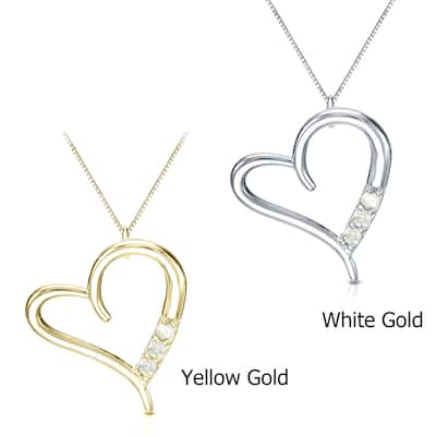 Auriya Heart Shaped Accent Diamond Necklace 1/10ctw 10k Gold (J-K, I1-I2)