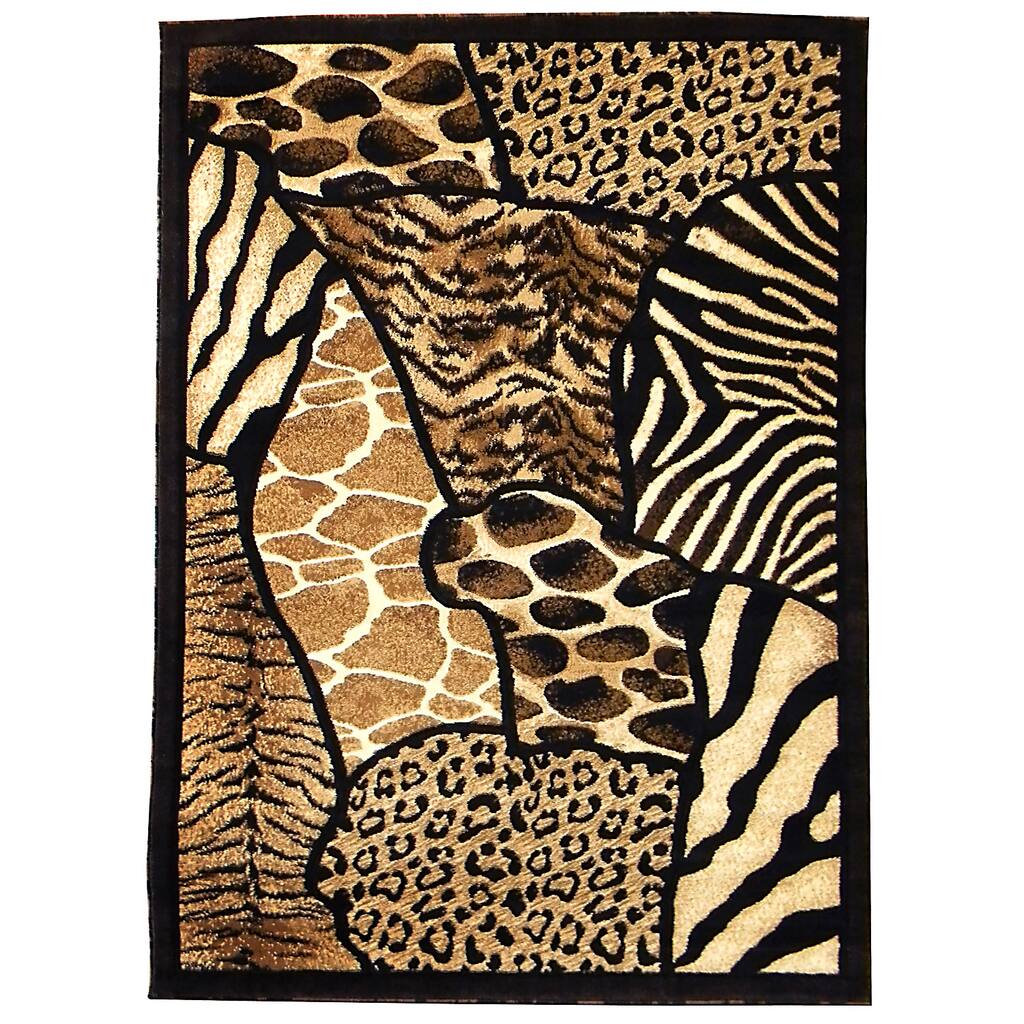Skinz Design Aminal Skin Prints Patchwork Polypropylene Area Rug (5' x 7') - 5' x 7'