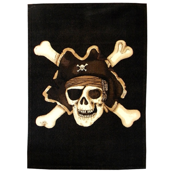 Skinz Design Black Skull Pirate Area Rug (5 x 7)  