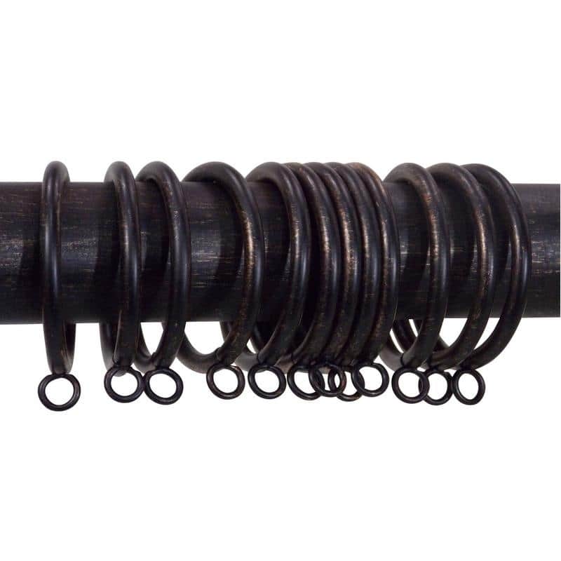 Antique Bronze Fixed Grommet 12-piece Metal Curtain Ring Set