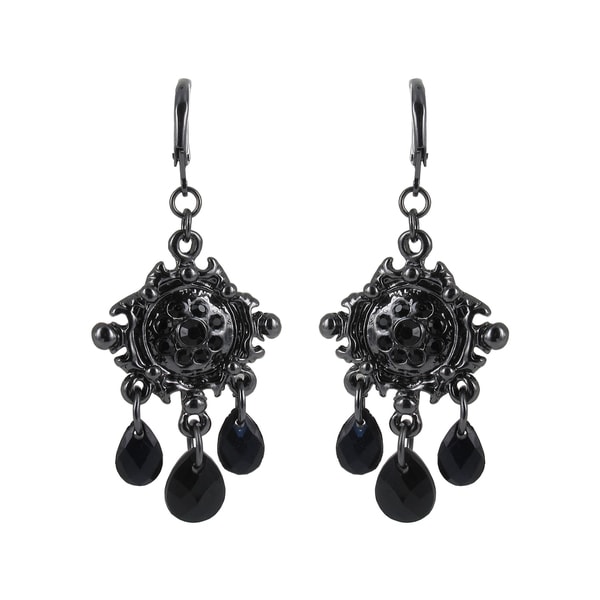 Roman Jet Hematite Faceted Bead Chandelier Dangle Earrings Roman Crystal, Glass & Bead Earrings