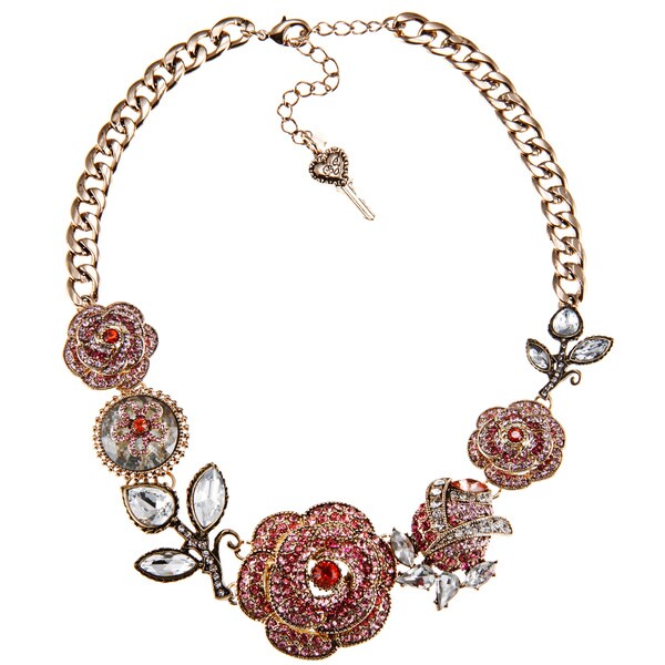 Shop Betsey Johnson Pave Rose Pendant Necklace Overstock