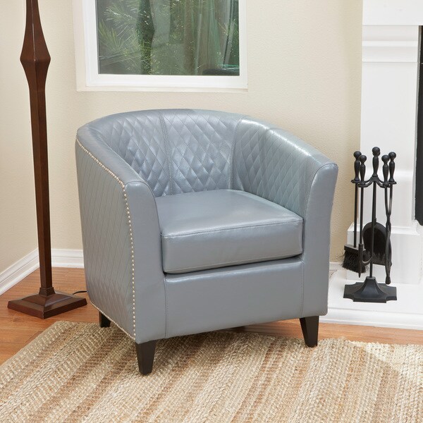 Mia Grey Leather Quilted Club Chair by Christopher Knight Home Free