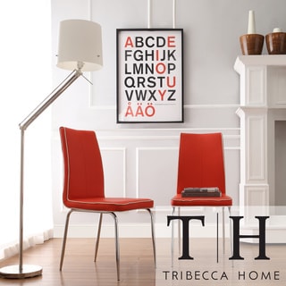 TRIBECCA HOME Matilda Hot Red Retro Modern Dining Chair (Set of 2) Tribecca Home Dining Chairs