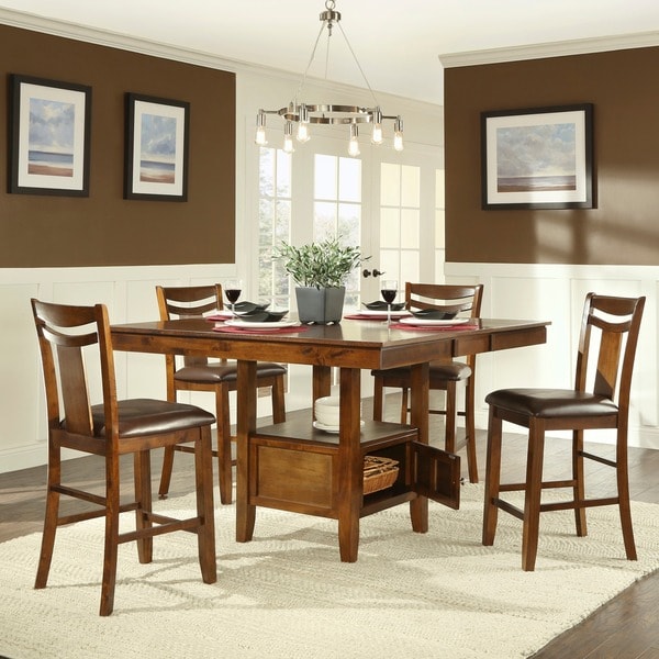 TRIBECCA HOME Marsden Rustic Brown 7-piece Mission Counter Height ...