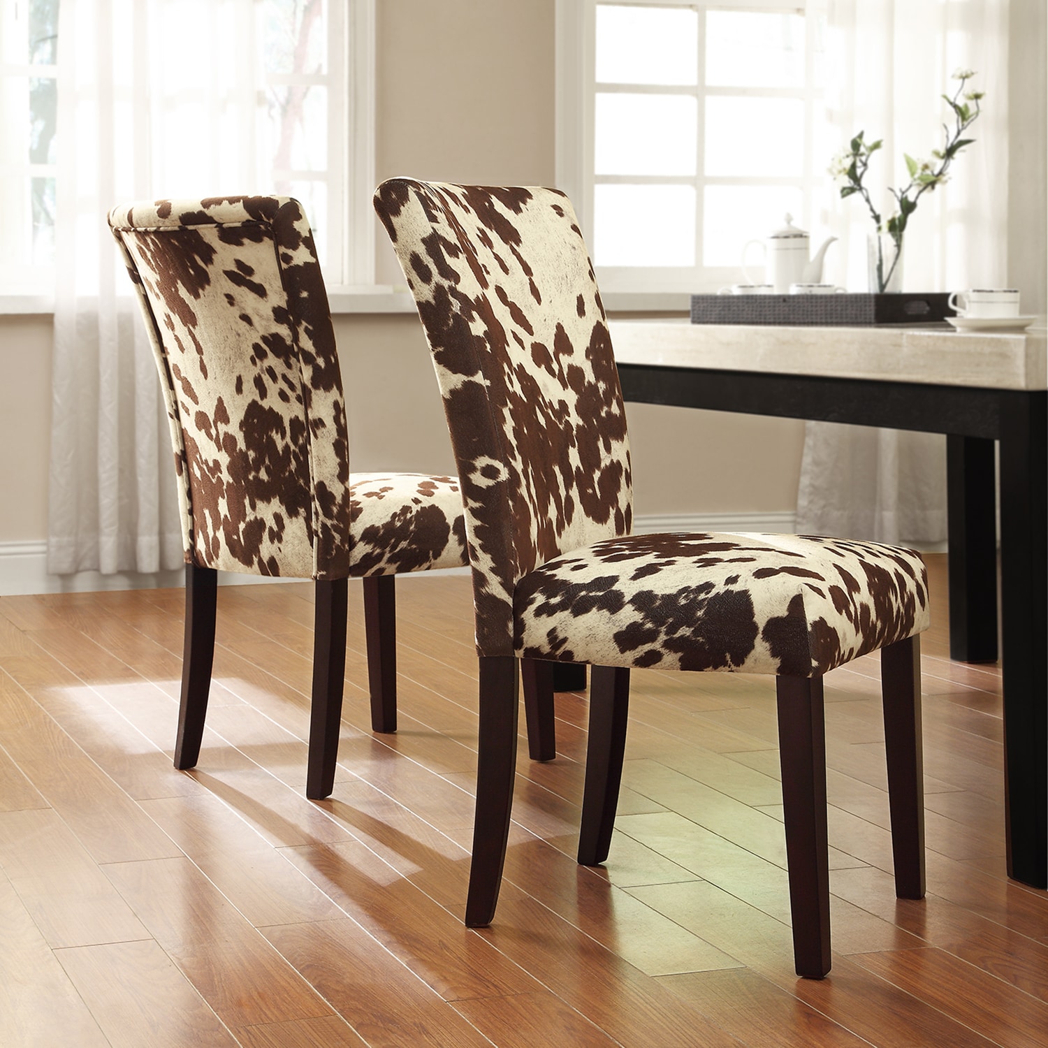 Tribecca Home Portman Cow Hide Parson Side Chairs (set Of 2)