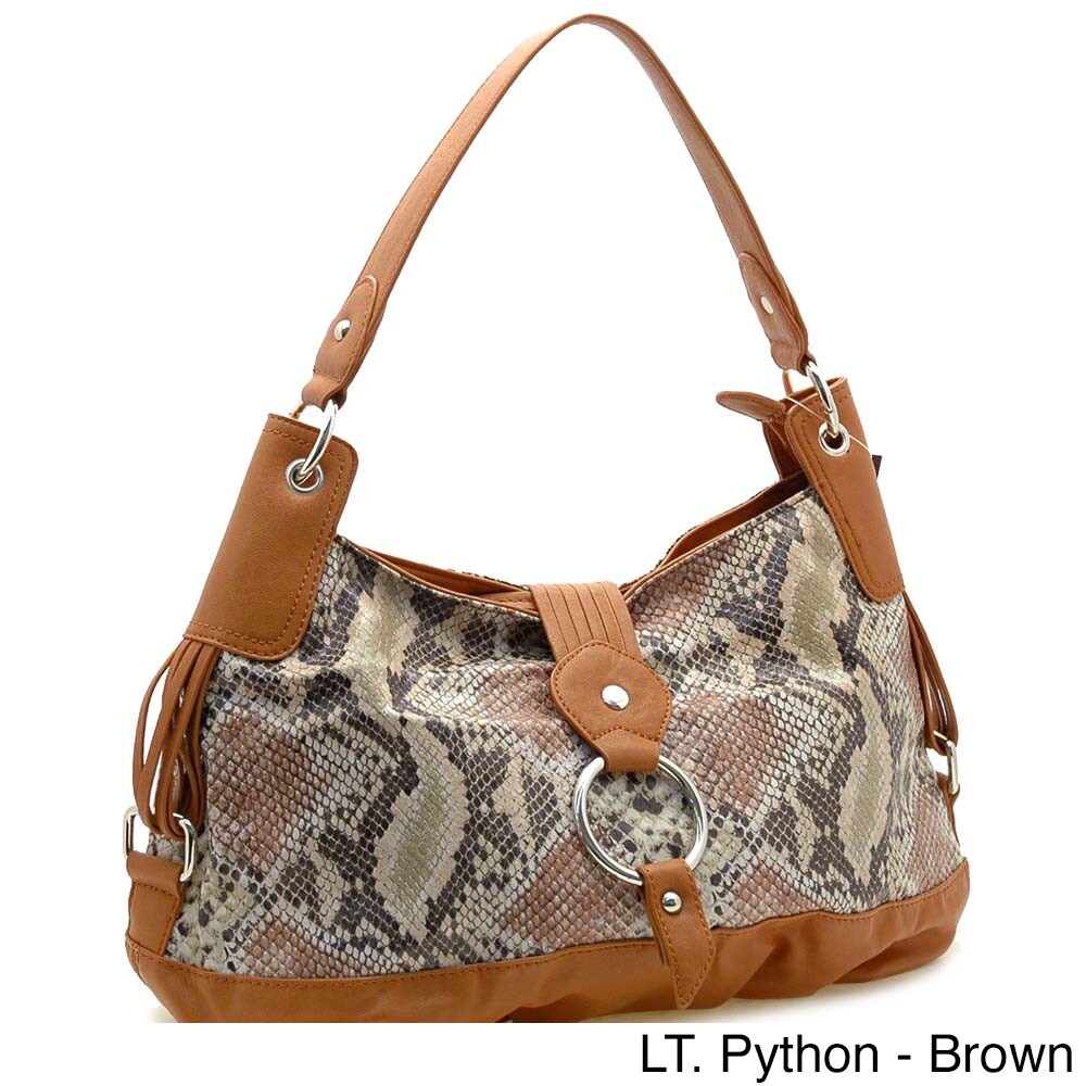 python embossed leather handbags
