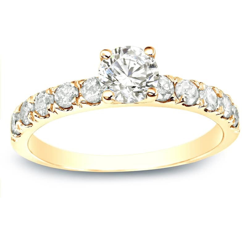 14k Gold 1ct TDW Round Diamond Engagement Ring by Auriya (H-I, I1-I2) - 4 - Yellow