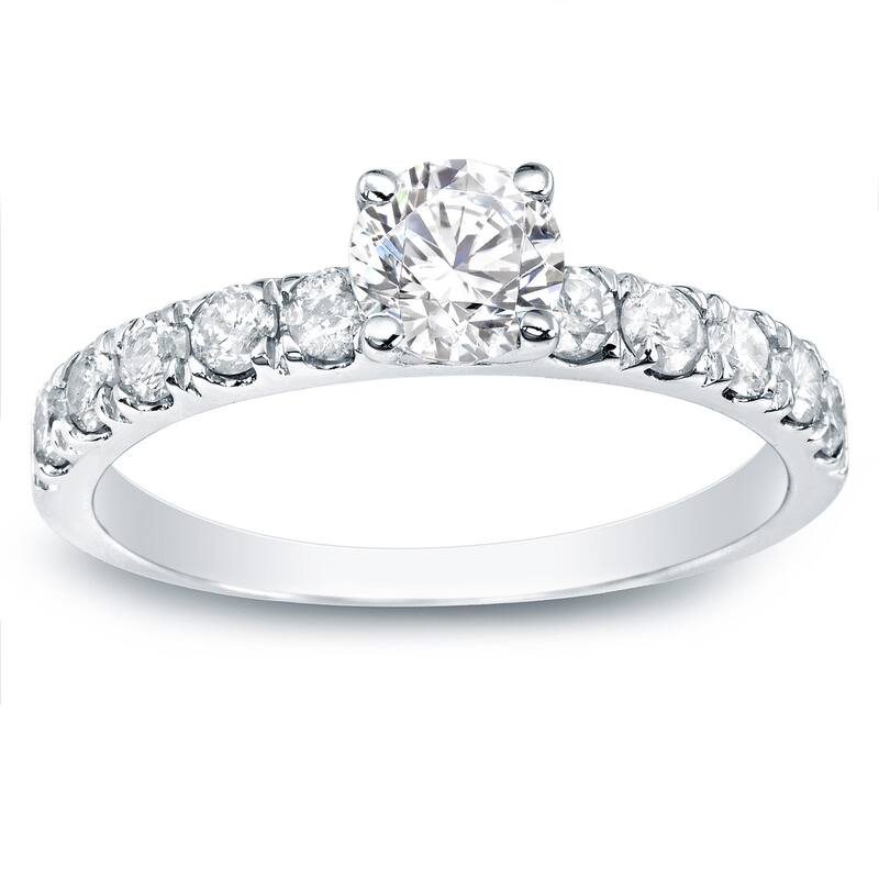 14k Gold 1ct TDW Round Diamond Engagement Ring by Auriya (H-I, I1-I2) - 4 - White