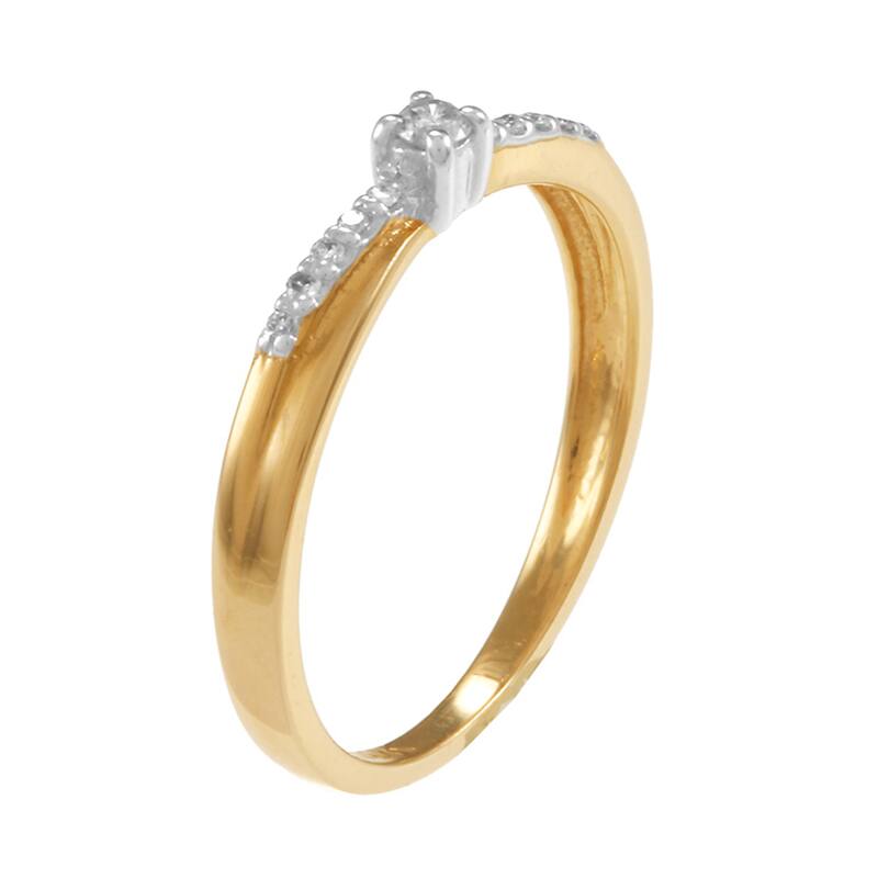 Auriya 1/10ctw Round Diamond Promise Ring 10k Two-tone Gold