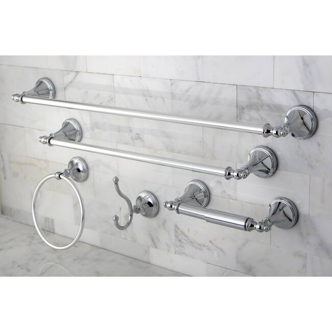 Kingston Brass Naples Chrome 5-piece Bathroom Accessory Set - Silver - Polished Chrome