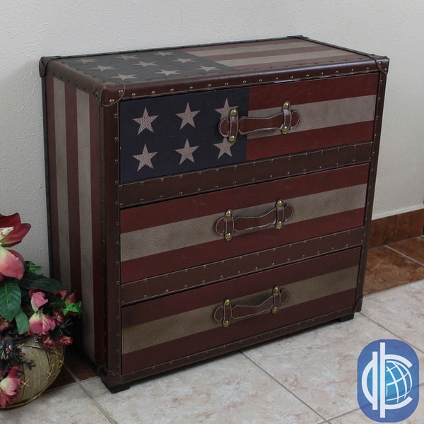 International Caravan Americana Stars and Stripes 3 Drawer Chest