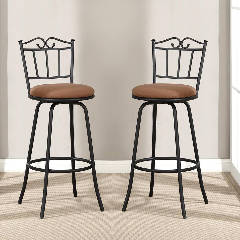 Scroll Black Adjustable Metal Swivel Counter Height Bar Stools (Set of 2)