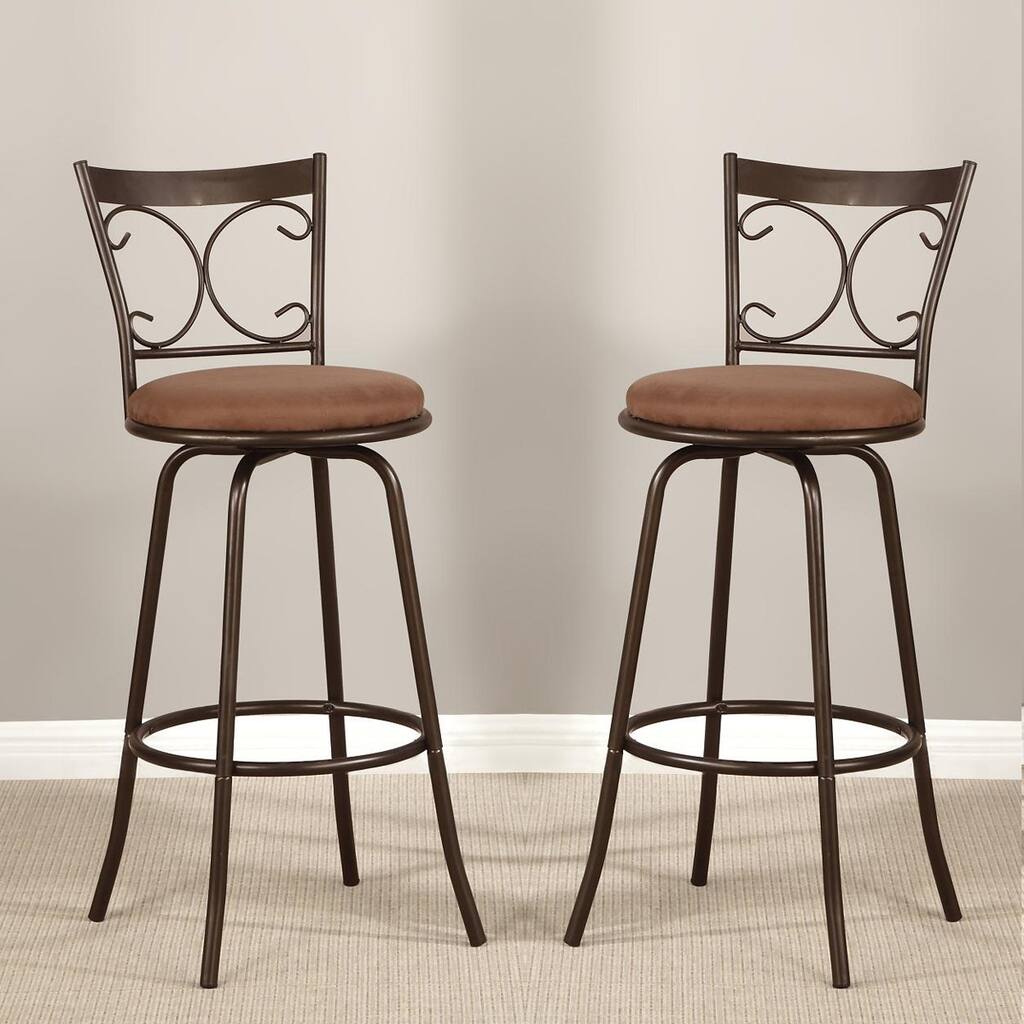 Scroll Back Bronze Adjustable Metal Swivel Counter Height Bar Stools (Set of 2)