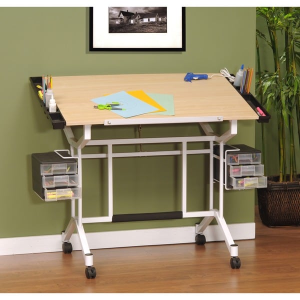 white and maple desk