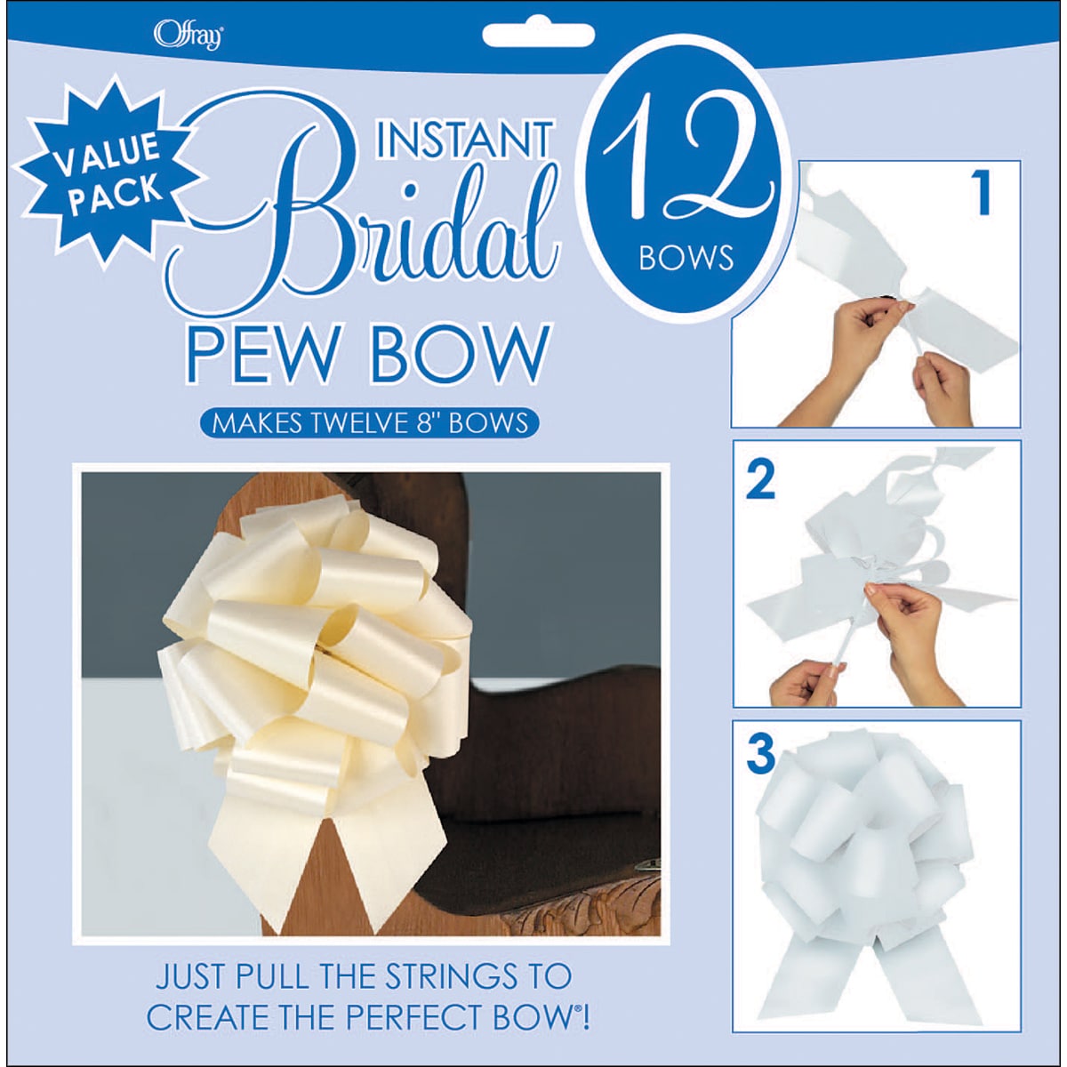 Perfect Bow 8 inch Ivory Bows (pack Of 12)