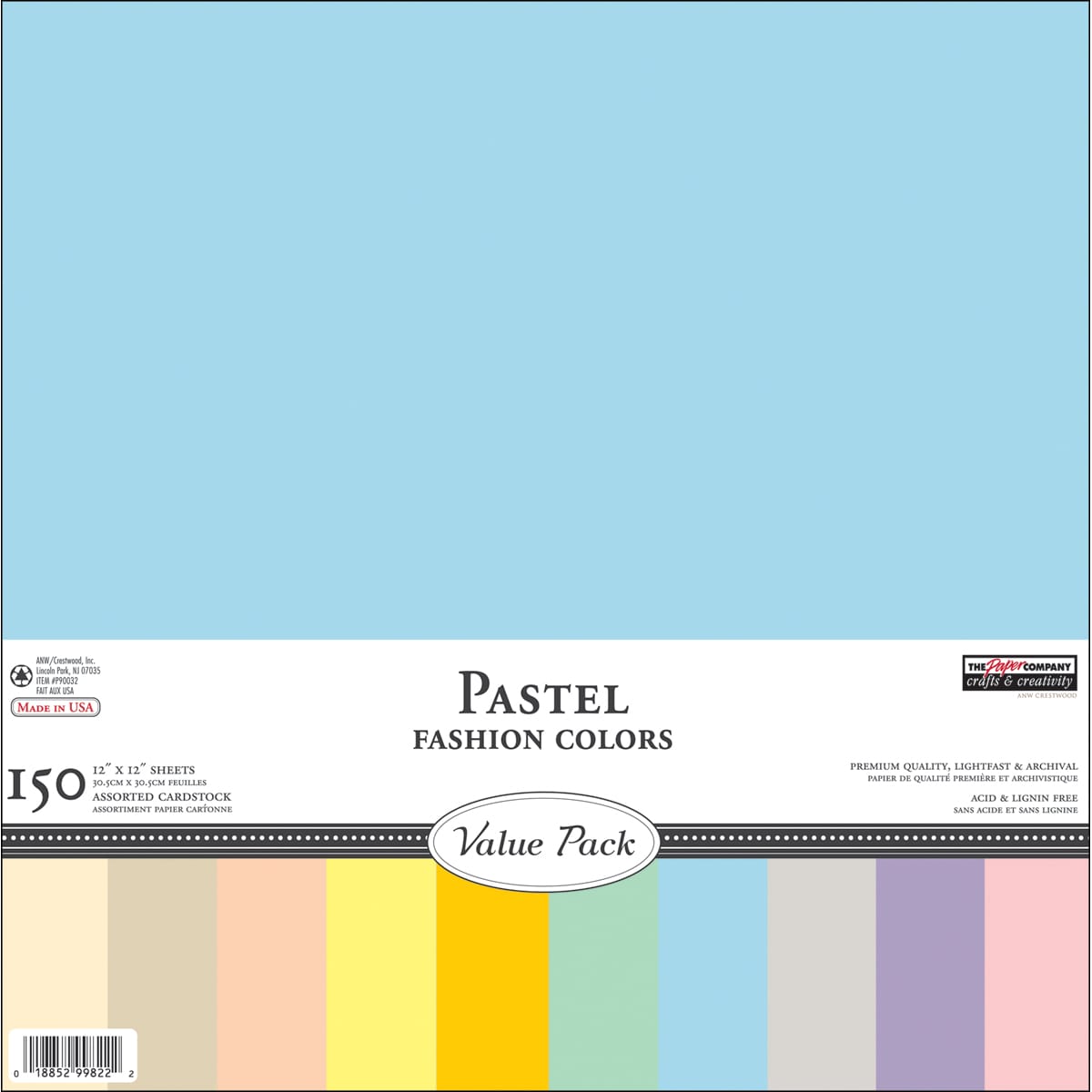 Big Pack Cardstock Assortment 12"X12"Pastel 150/Pkg Overstock 7299959
