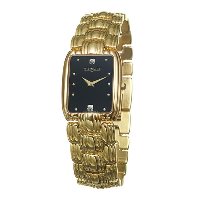 Wittnauer Mens Dress Goldplated Steel Quartz Diamond Watch