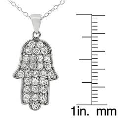 Tressa Sterling Silver Pave set Cubic Zirconia Hamsa Necklace Tressa Cubic Zirconia Necklaces