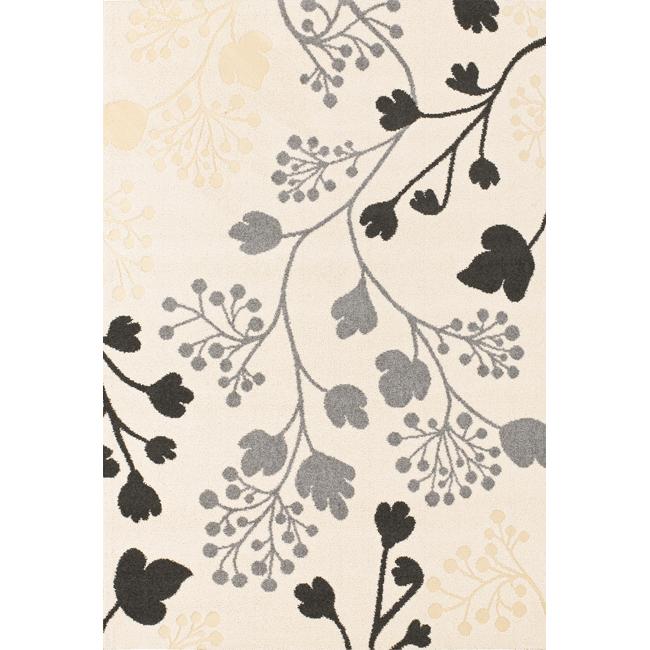 Alexa Euro Modern Ivory Spring Season Floral Rug (26 x 8 Runner