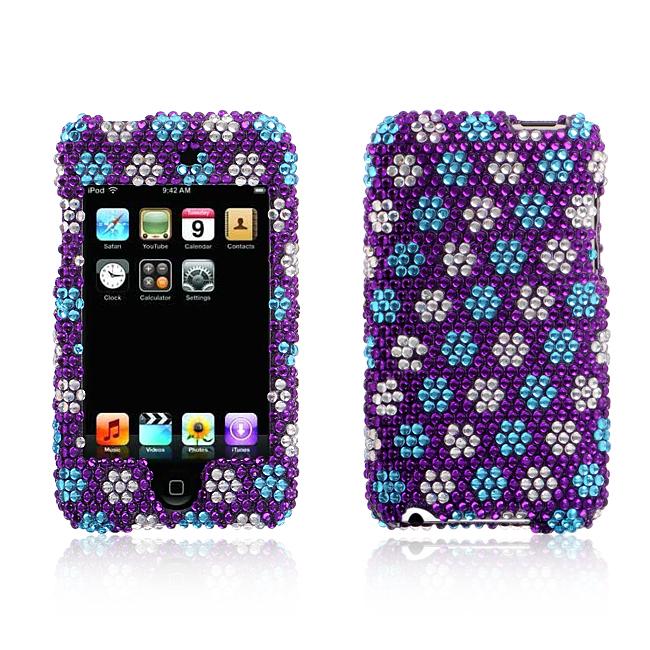 Apple iPod Touch Purple Snow Flakes Design Full Diamond Case