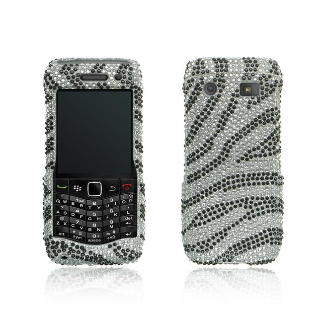 Silver Zebra BlackBerry Pearl 9100 Rhinestone Case