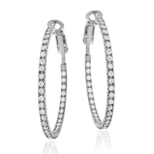 Icz Stonez Sterling Silver Cubic Zirconia Hoop Earrings