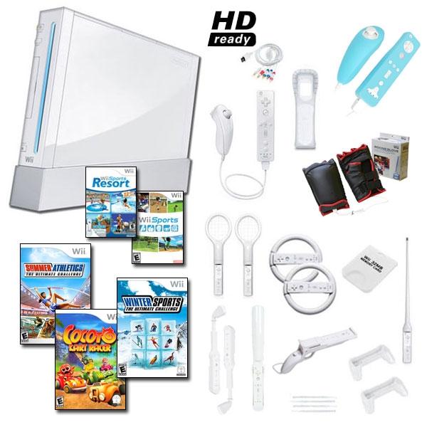 Nintendo Wii White Mega Holiday Bundle with 20 Games and Much More