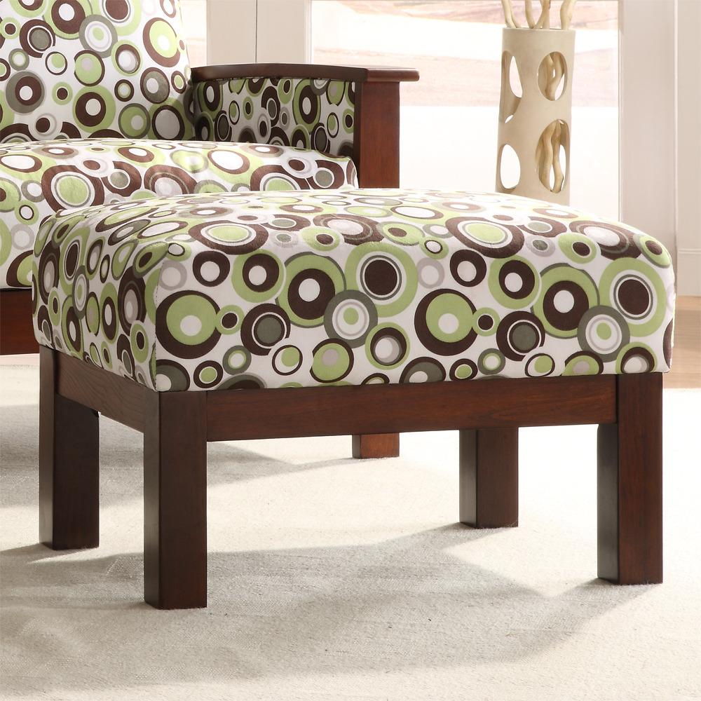 Hills White/ Moss/ Brown Bubble Print Ottoman