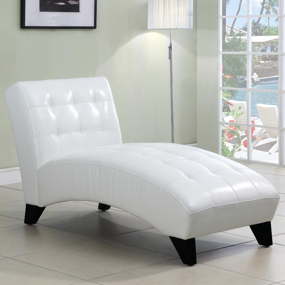 Axis White Faux Leather Chaise Lounge Chair  