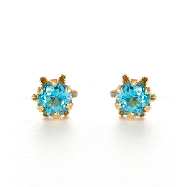 14k Yellow Gold Topaz Birthstone Earrings