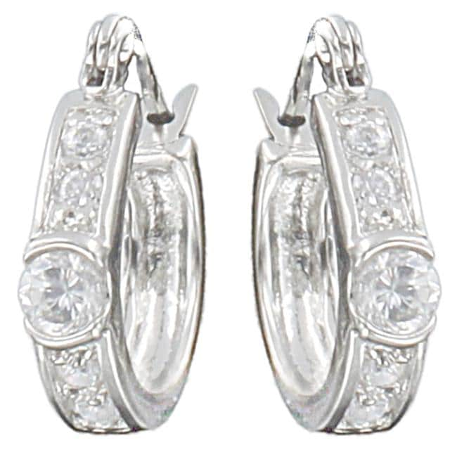 Silvertone Cubic Zirconia Hoop Earrings